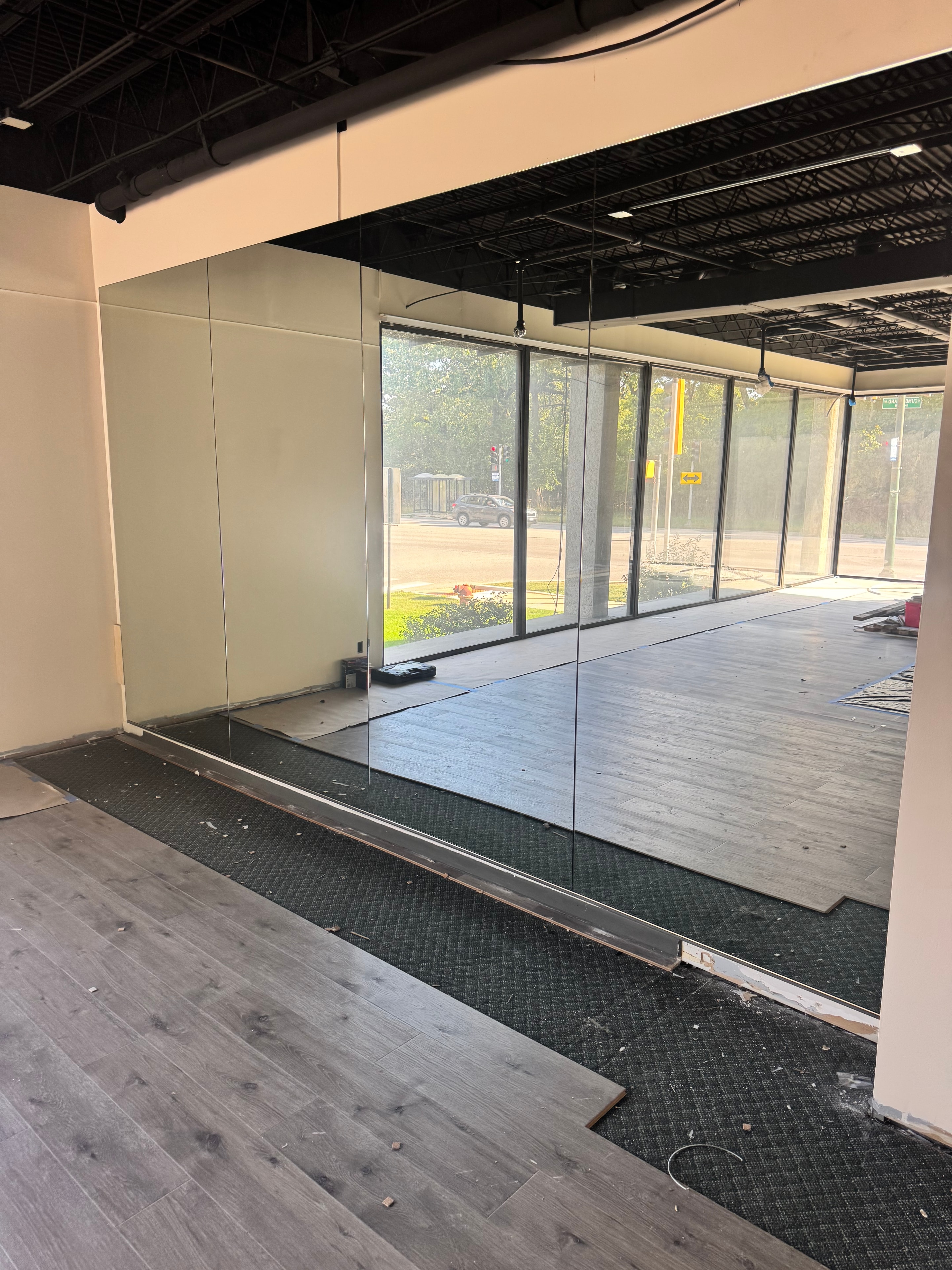 Custom glass panel installation